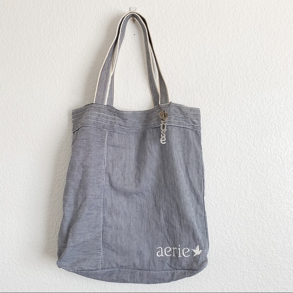 aerie Handbags - ⭐️ Aerie Blue & White Pinstriped Tote Size Bag